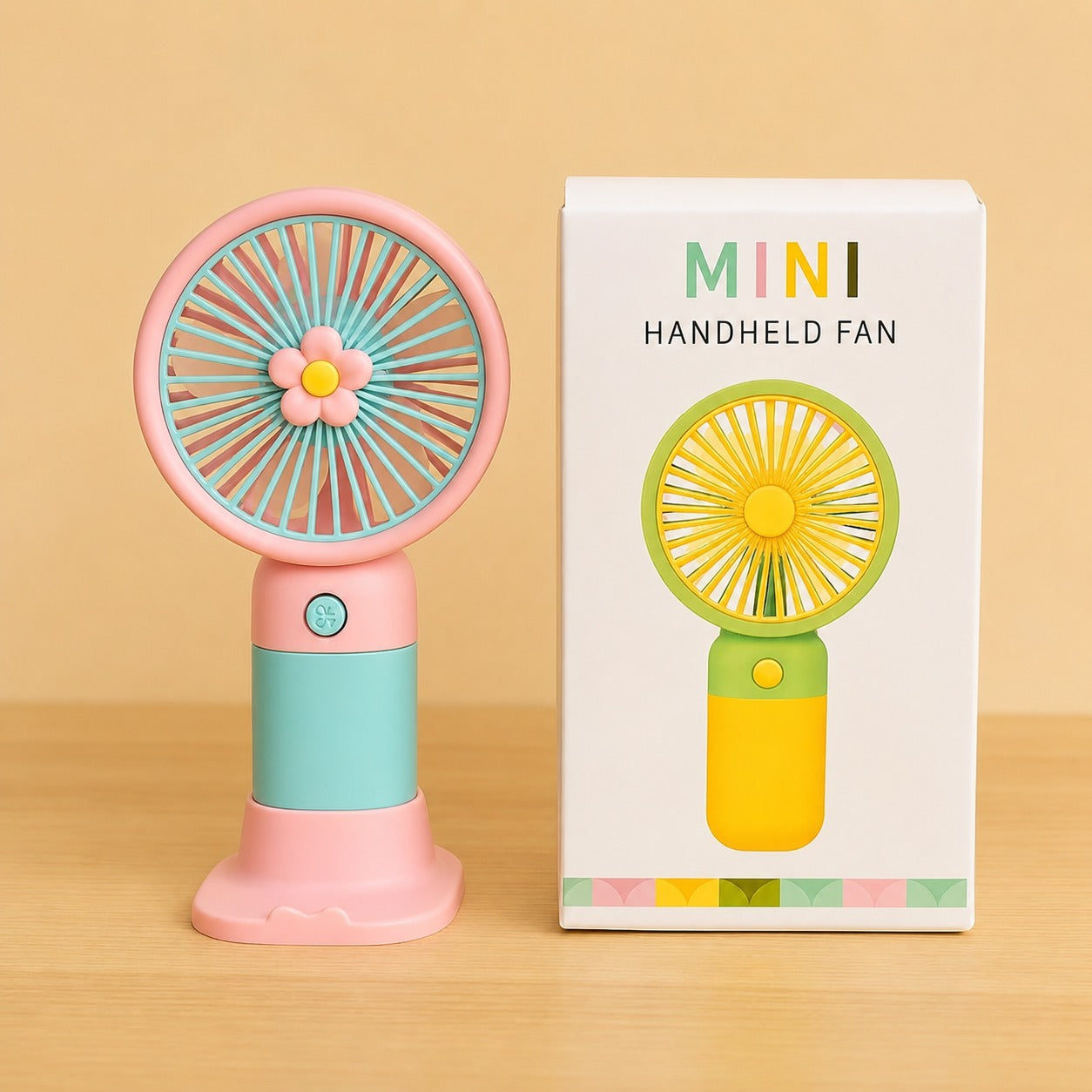 Mini Handheld Electric Fan with USB Charging & Detachable Base - Random Color