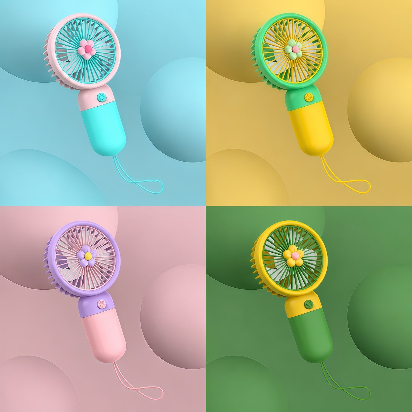 Mini Handheld Electric Fan with USB Charging & Detachable Base - Random Color